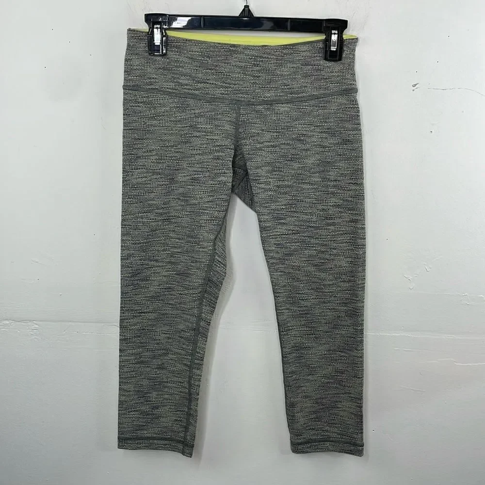 Lululemon Wunder Under Crop 6 Diamond Jacquard Space Dye Slate Clarity Yellow